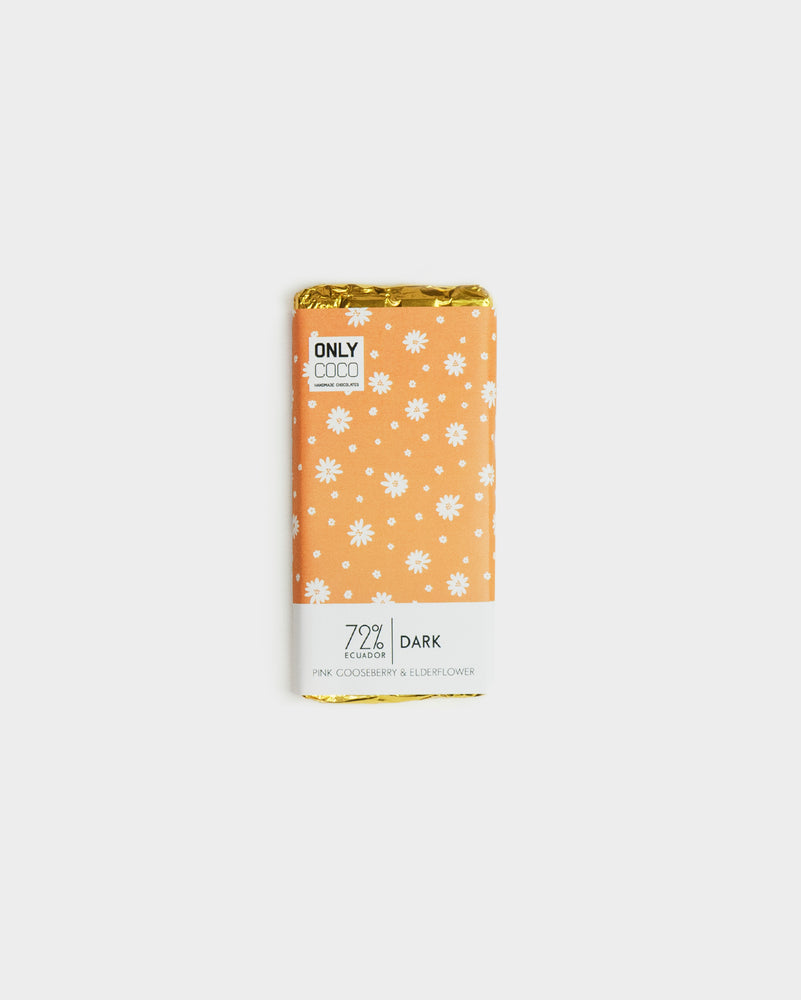 Pink Gooseberry & Elderflower Dark Chocolate Bar - 72% Ecuadorian